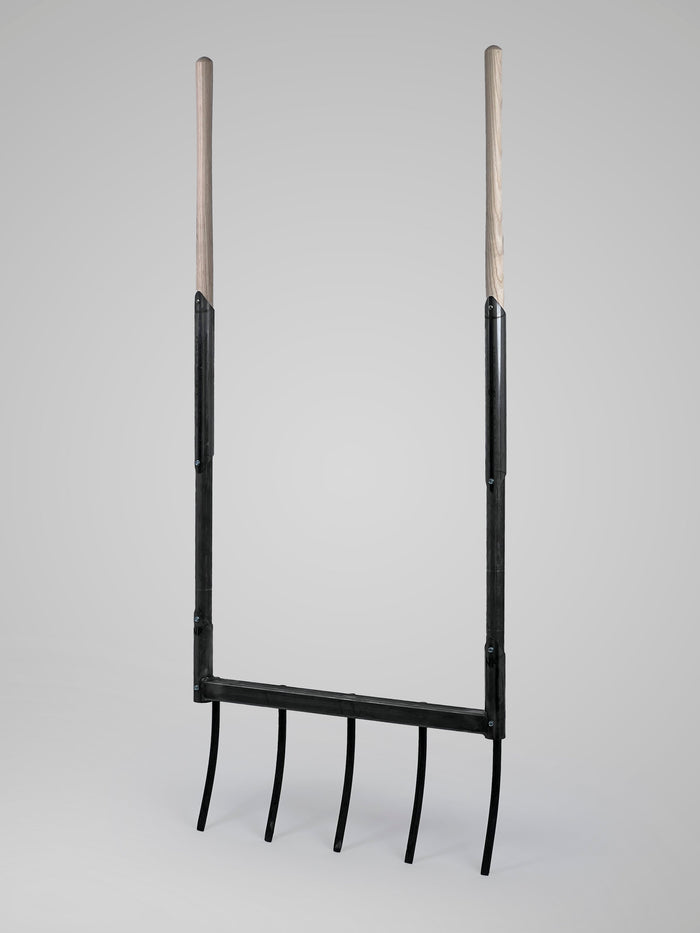 The GOAT broadfork with steel lower handles and ash grips
