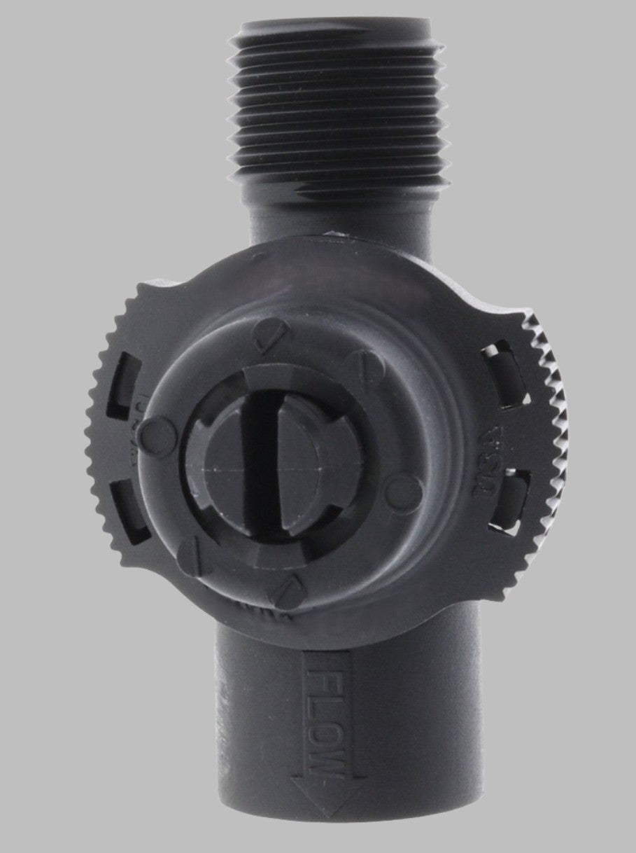 Inverted sprinkler drain stop valve viewed from above