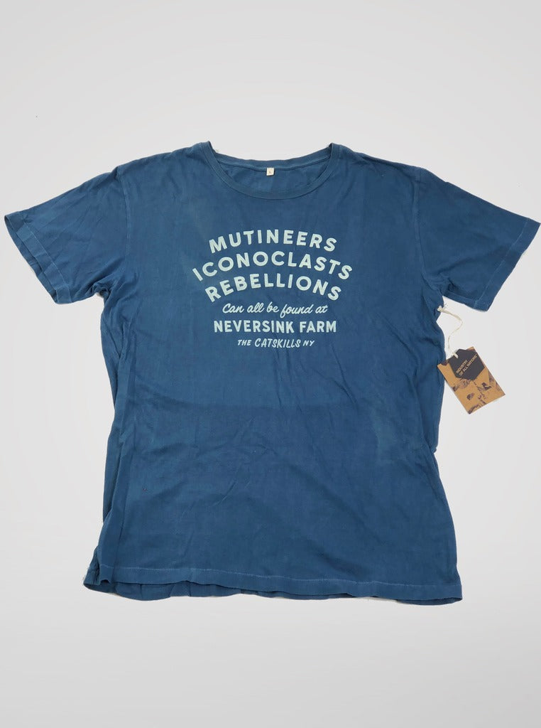 Natural indigo Mutineers T-shirt displayed flat